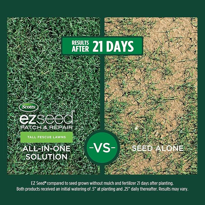 Scotts EZ Seed Patch & Repair Tall Fescue Lawns Combination Mulch, Grass Seed and Fertilizer for Bare Spots and Repair, Grows Anywhere, 20 lb