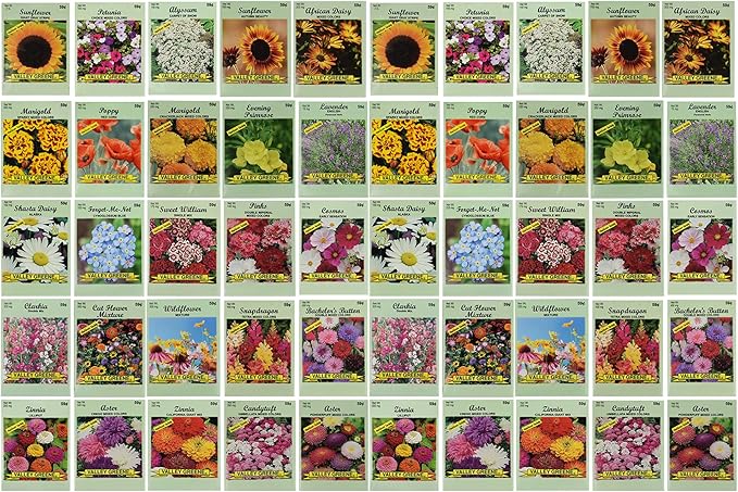 50 Slightly Assorted Flower Seeds! – Great for Bees, Birds, and Butterflies! – Includes 10+ Varieties of USA Grown & Non-GMO Seeds! – May Include Forget-Me-Nots, Marigolds, Wildflowers, and More