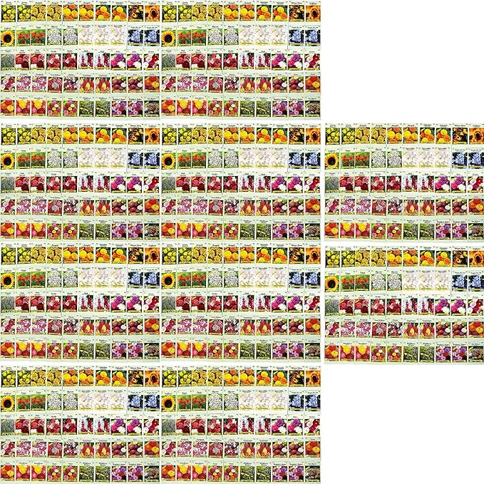 Set of 500 Flower Seed Packets - Flower Seeds in Bulk - 15 or More Varieties Available - Great for Creating Colorful Gardens (500)