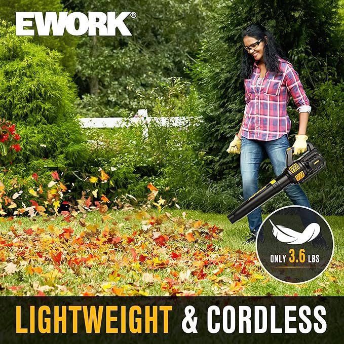 Leaf Blower Cordless 20V Powerful Electric Leaf Blower with 2x4.0Ah Batteries and Charger, Variable-Speed, Lightweight Battery Powered Leaf Blowers for Lawn Care, Patio, Blowing Leaves, Dust