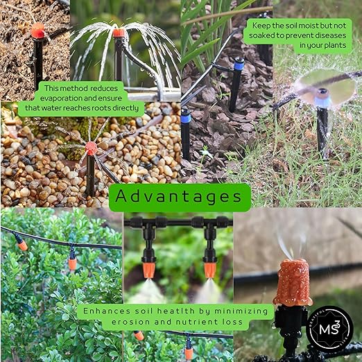 MS3 Drip Irrigation System Kit 226FT โ Automatic Garden Watering System with Adjustable Drippers, 5/16'' & 1/4'' Tubing, Easy DIY Installation for Greenhouse, Yard, Lawn & Potted Plants