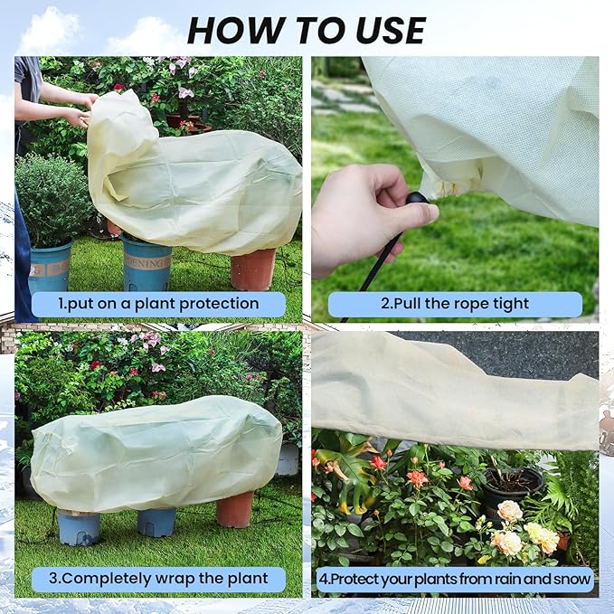 MIXC 2 Packs Plant Covers Freeze Protection, 43.3''x 15.8''x 17.7''Winter Plant Cover Cold Weather Tree Frost Cloth Warm Blankets Shrub Covers for Outdoor Plant
