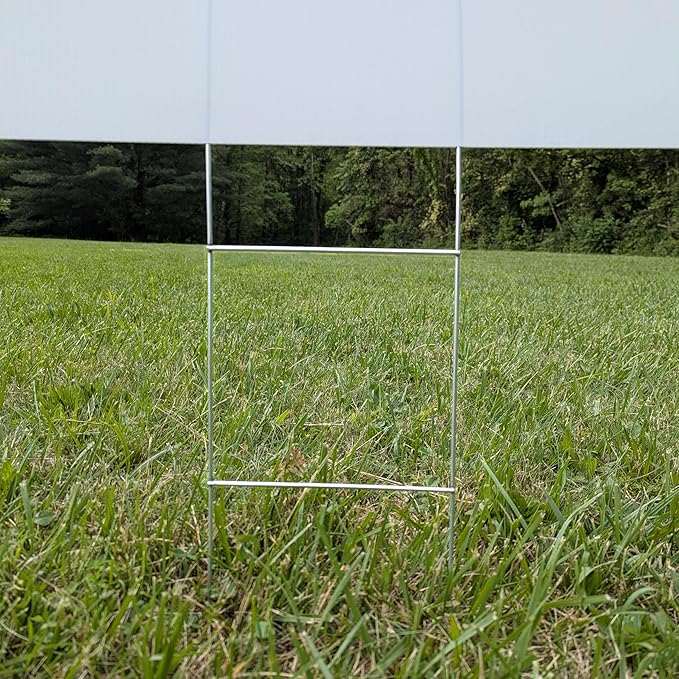 Yard Sign Stakes, 24 inch Standard Size H Stakes, American Made, Overlap Weld for Maximum Strength, Galvanized Steel (50)