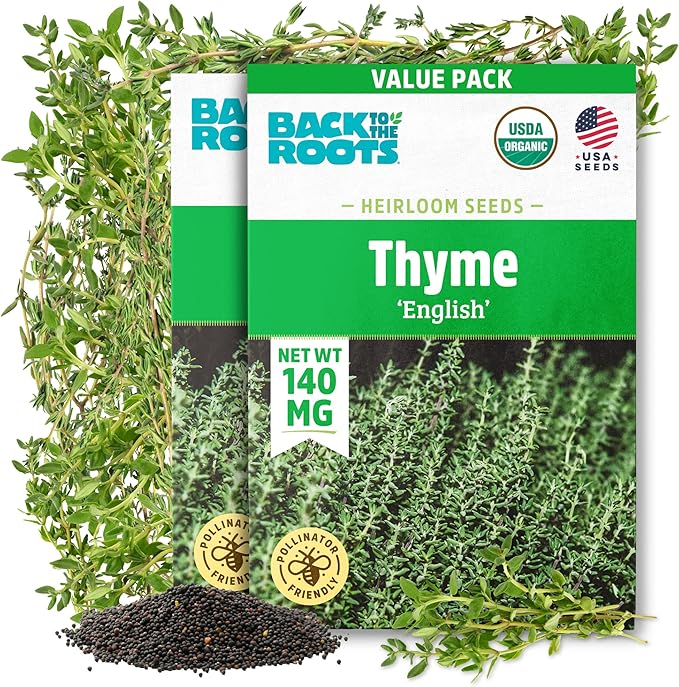 Back to The Roots 100% Organic Heirloom Seeds - Thyme Value Pack (140mg Total)