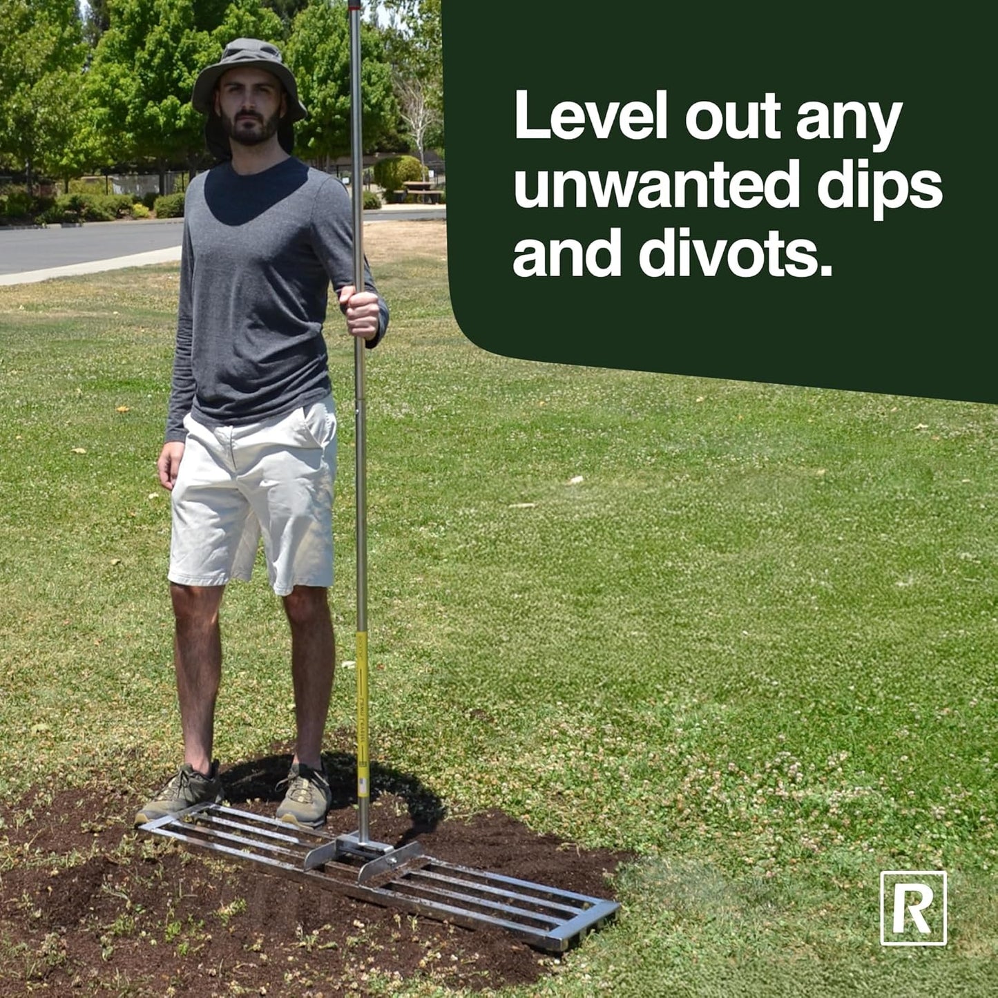 Rocklinโข Lawn Leveling Rake | Levelawn Tool | Level Soil or Dirt Ground Surfaces Easily | 48โ x 10โ Ground Plate | 78โ Extra Long Handle | Stainless Steel
