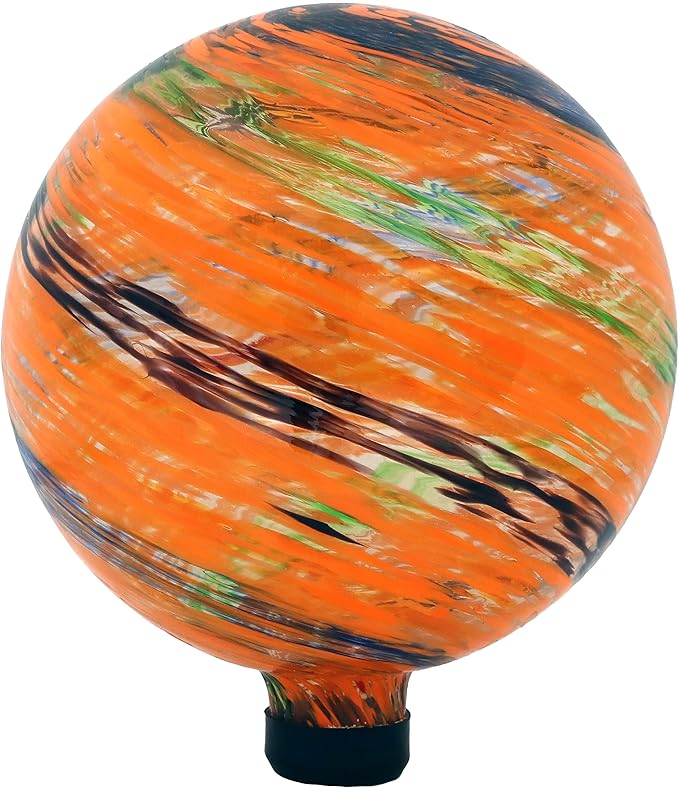 Sunnydaze 10-Inch Gazing Ball for Garden - Glass Gazing Globe for Outside - Garden Orb Yard Decor - Sunset Sky