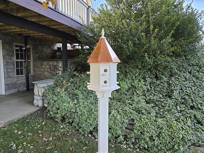 Amish Handmade Birdhouse with Copper Roof 8 Compartments, Bird Watching (8 Compartments)