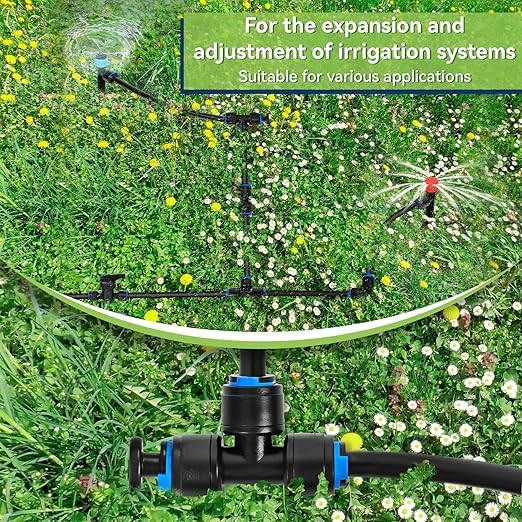 20 Pack 1/4" End Plugs for Drip Irrigation Tee Connectors, Quick Connect Universal Drip Irrigation Tubing Coupling Valve, Connector Locking Fitting for Sprinkler or Drip Irrigation System