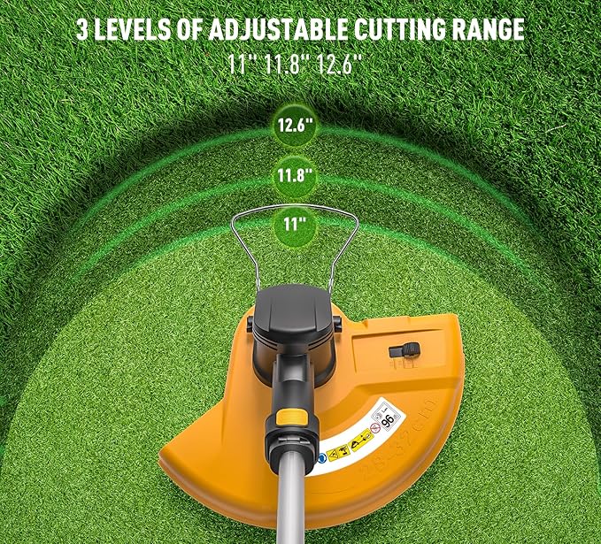 40V Cordless Weed Whacker, 2Ah Battery Powered Weed Eater, 3-Positions Adjustable Cutting Width Grass Trimmer, Telescopic Aluminum Shaft String Trimmer, Battery & Charger Included