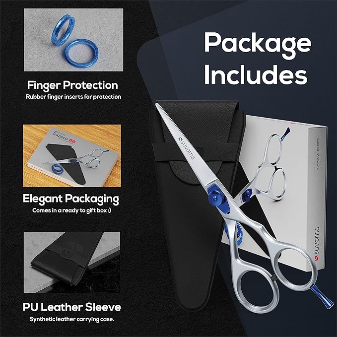 Suvorna 5.5 inch Barber Scissors | hair shears professional | haircutting scissors for adults | Hair Scissors Women & Men | Hairdresser Scissors | Hair Scissors Professional | Haircut Scissors.