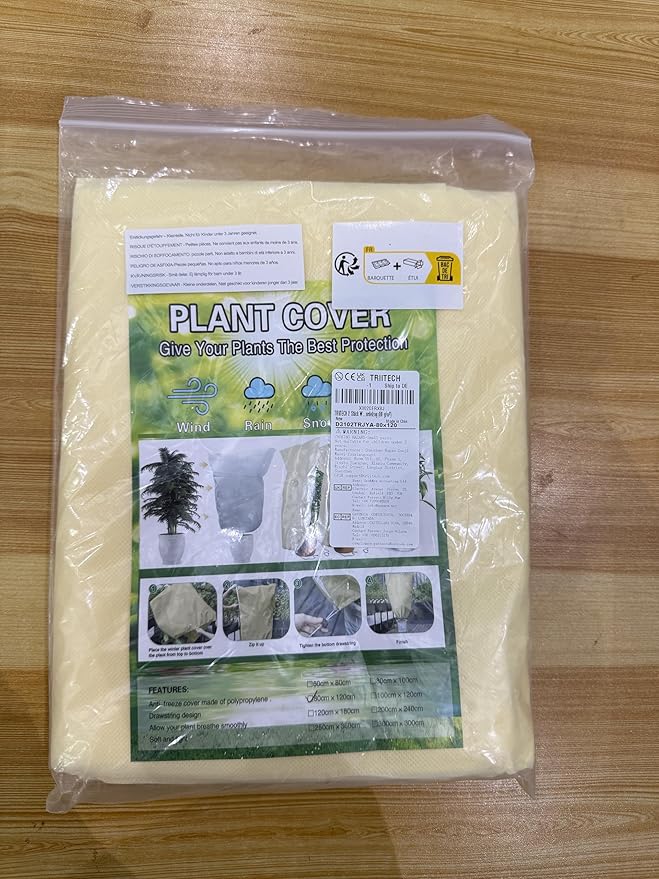 2 Packs Plant Covers for Winter 80x120cm, Shrub Covers for Winter, Plant Cover Freeze Protection, Cold Frost Protection Cover with Zipper Drawstring(80gsm)