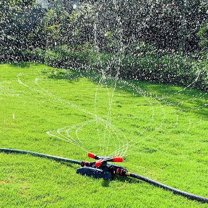 Eden 94120 Automatic Rotating Lawn and Garden Sprinkler for Yard, Large Area Coverage W/Quick Connect Starter Set, Weighted Base