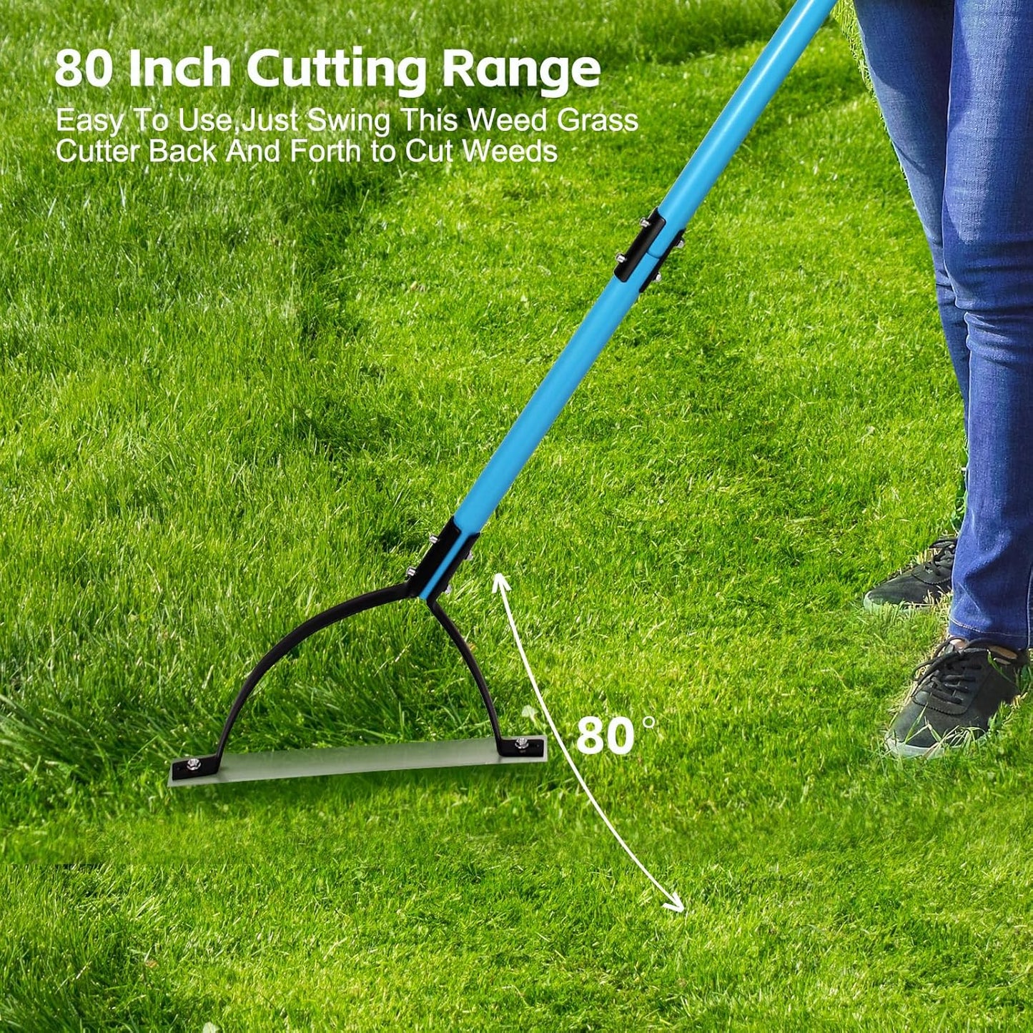 sancat Weed Cutter with Double-Edged Sharp Blade,51 inch Stainless Steel Weeder,Grass Cutter Tool for Garden, Yard, Field and Ditches,Garden Weed Wacker, Sickle with Long Handle