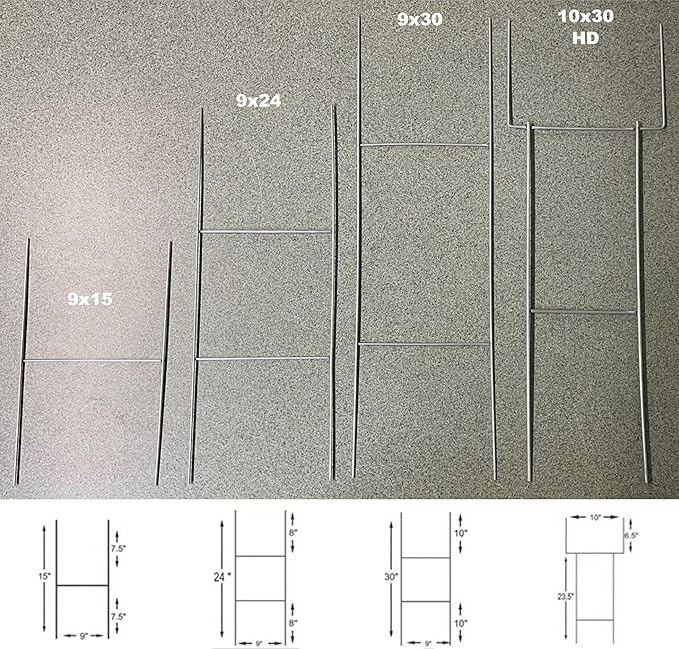 Yard Sign Stakes, 24 inch Standard Size H Stakes, American Made, Overlap Weld for Maximum Strength, Galvanized Steel (100)