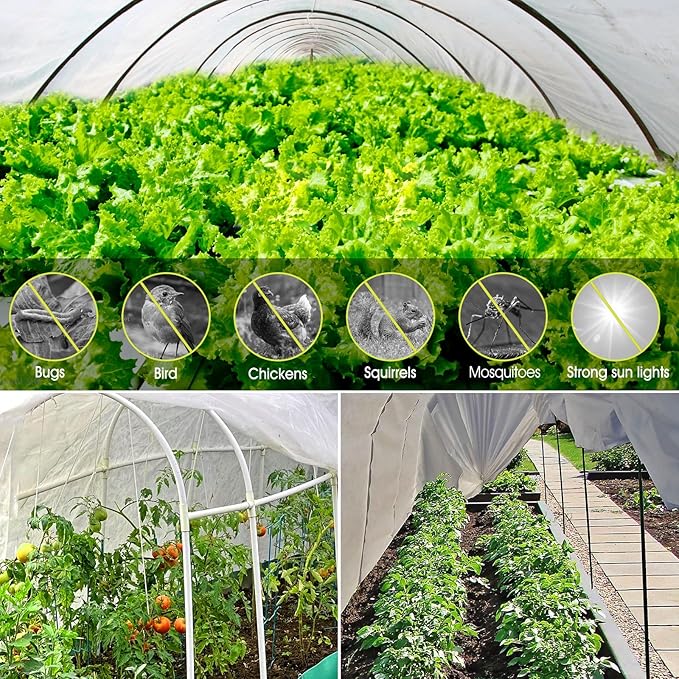 RIFNY Plant Covers Freeze Protection, 1 oz/yd² 10Ft x 33Ft Frost Cloth Plant Freeze Protection for Winter Frost Snowstorm, Frost Blankets for Outdoor Plants Protect from Birds, Pests