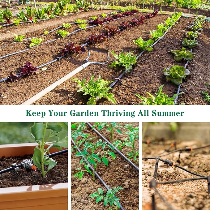 1/4 Inch Drip Irrigation Fittings Kit:140 Pieces Drip Irrigation Parts with Sharp End for 1/4" Irrigation Tubing Barbed Connectors for Home Garden 60 Couplings 50 Tees 20 Elbows 10 Goof Plugs