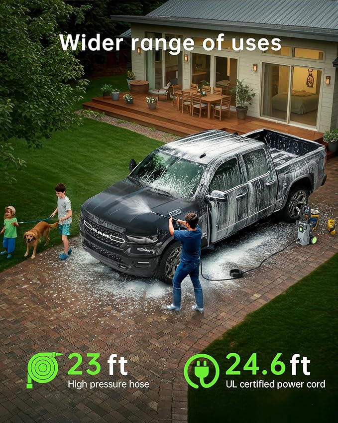 Pressure Washer, Power Washer with Foam Cannon High Pressure Washer for Cars, Fences, Patios, Decks, Patios and Driveway Powerwasher