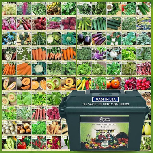 Garden Seeds Vegetable Variety Pack for Planting - Grow 125 Varieties of Heirloom Non GMO Quick Sprouting Veggies - Premium Seed Vault by Victory Gardens