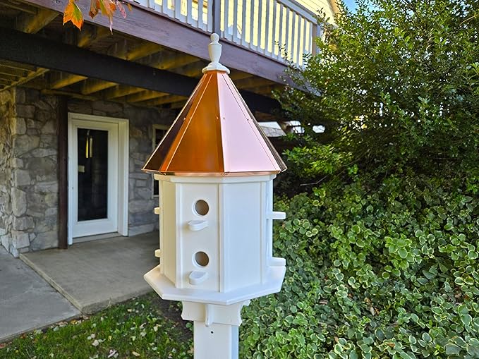 Amish Handmade Birdhouse with Copper Roof 8 Compartments, Bird Watching (8 Compartments)