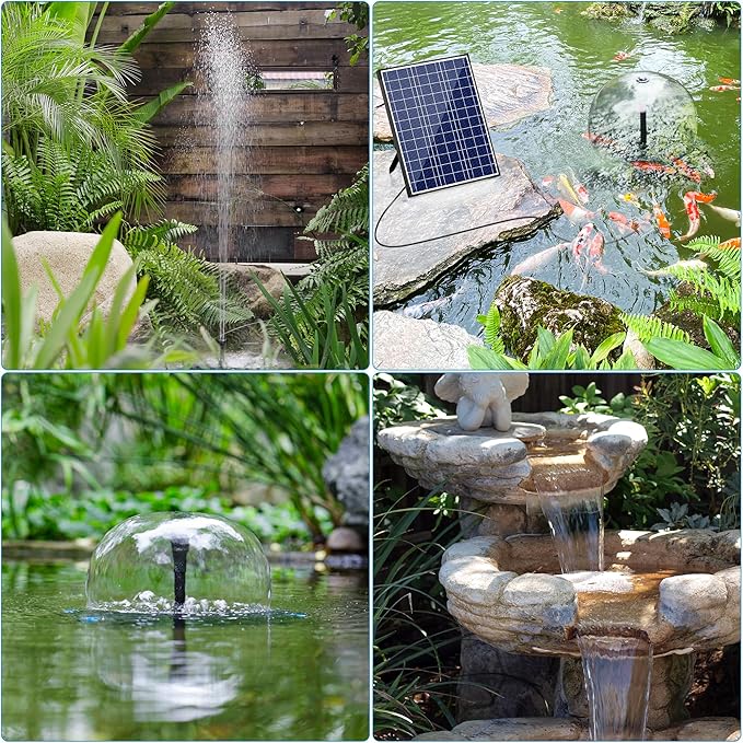 NFESOLAR Pond Filter Fountain, 20W Solar Filter Fountain with120 GPH Submersible Pump, 16.4ft Long Cable, 6.6ft Tubing for Outdoor Koi Pond, Fish Tank and Garden Water Features N3322