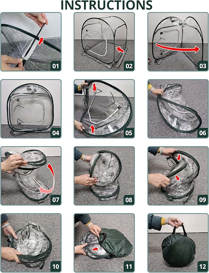 DECOHS 31.5" x 31.5" x 31.5" Mini PVC Pop Up Greenhouse, Transparent Pop Up Grow Greenhouse Plant Cover, Small Gardening Plant Flower Warm House for Cold Frost Protection Indoor & Outdoor