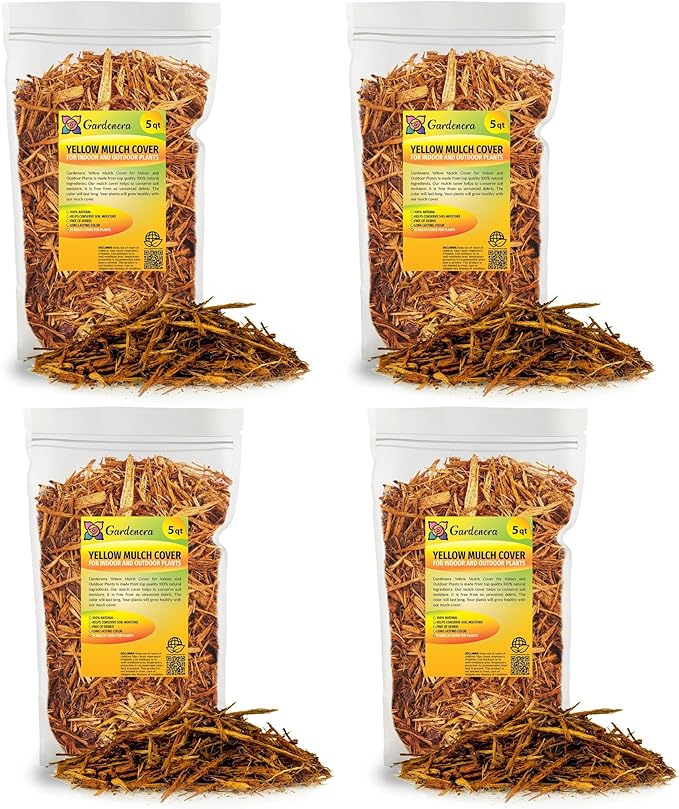 Gardenera Organic Yellow Mulch - Nurture Your Plants with Natural Nutrients - 20 QUARTS