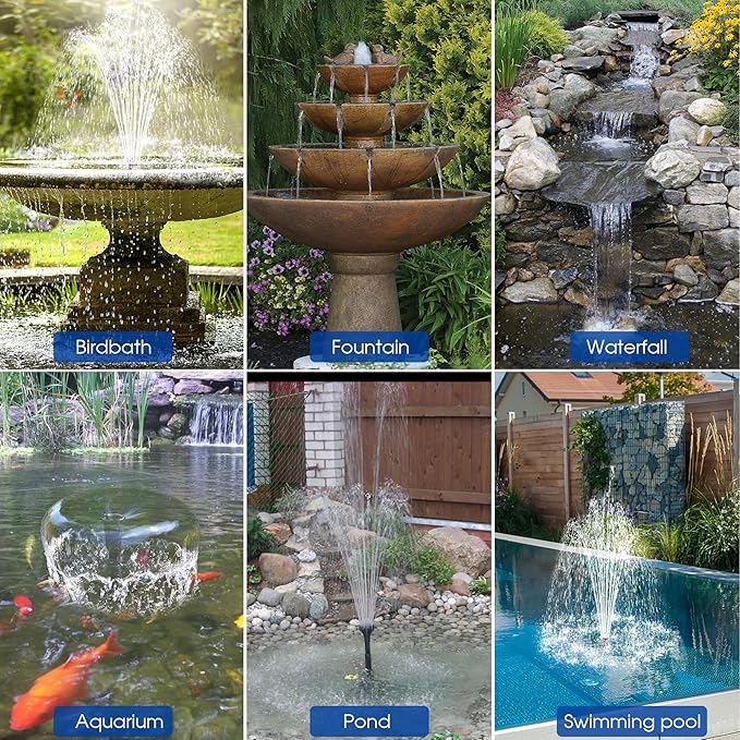 Biling 12W Solar Fountain Pump, Solar Pond Pump equipped filtration and anti-dry Protection, Solar Pond Fountain with PVC Tubing Various Nozzles Accessories for Water Garden & Pond Pumps