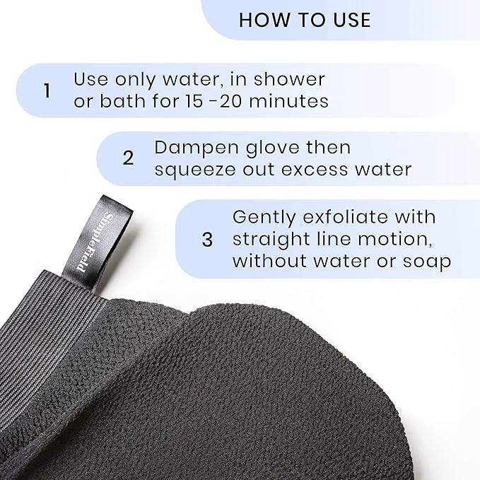 Korean Exfoliating Mitt for Remove Dead Skin. 2 Pack 100% Viscose Kessa Deep Exfoliating Gloves for Body Scrub, Keratosis Pilaris and Self Tanning Removal. Easily Smooth Skin Surface.