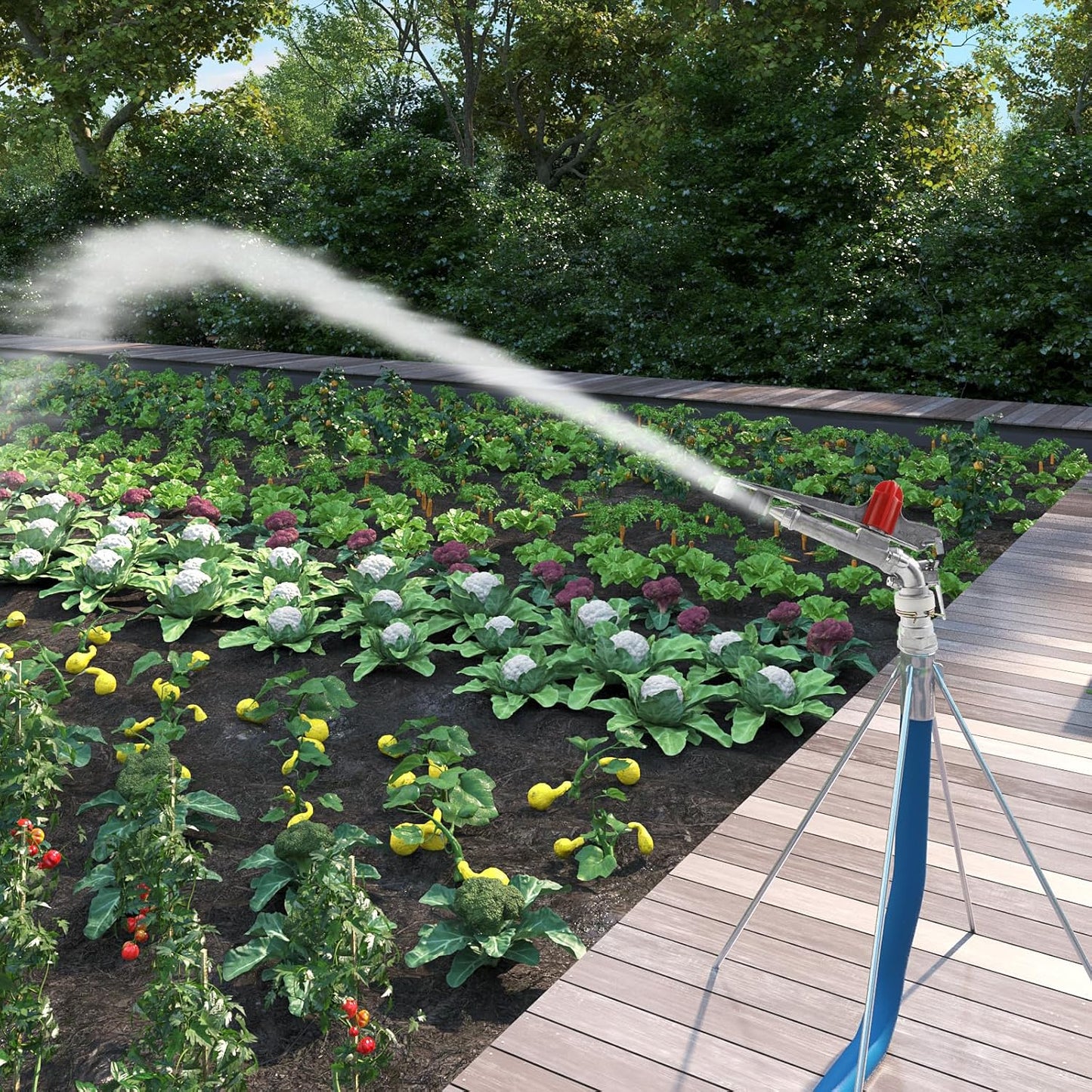 2'' Agriculture Irrigation Spray Gun Sprinkler Large-Area Irrigation Spray Gun Garden Farm Watering Sprinkler 360° Adjustable Watering for Farms, Orchards, Tea Gardens, Forestry