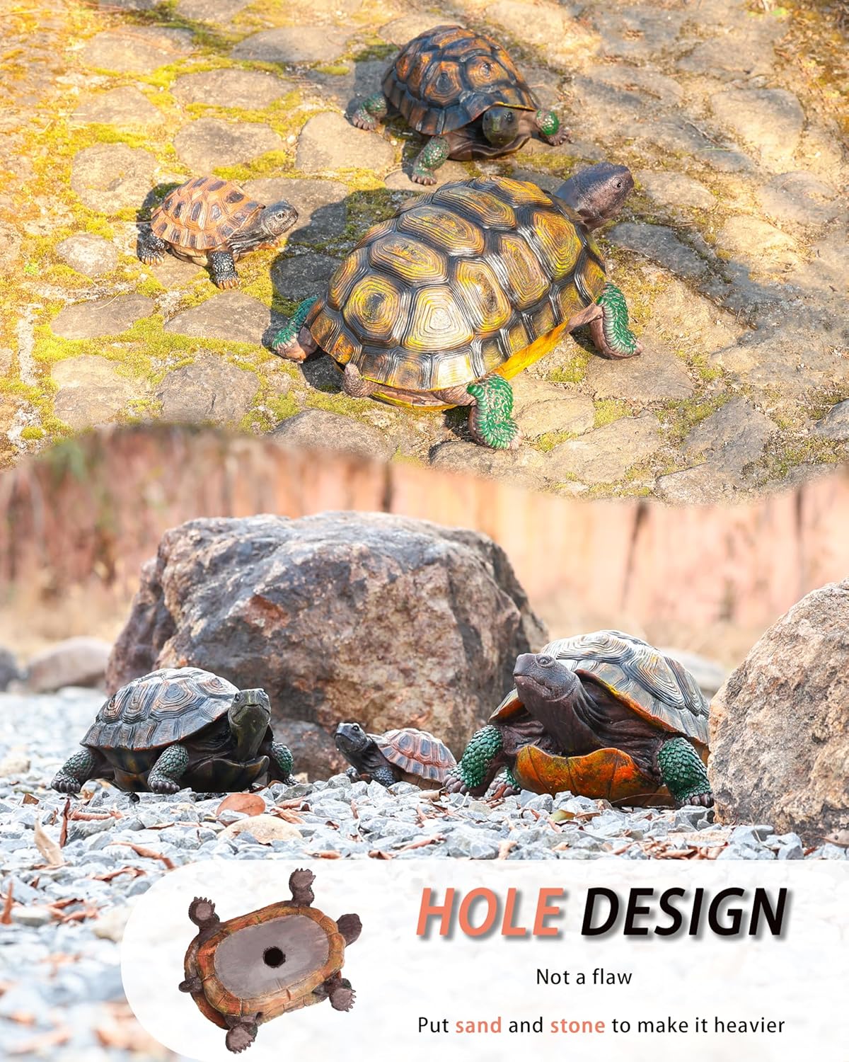 Tortoise Turtle Statue,Resin Garden Sculpture Indoor/Outdoor Yard Lawn Ornament,Home Decor (Large)