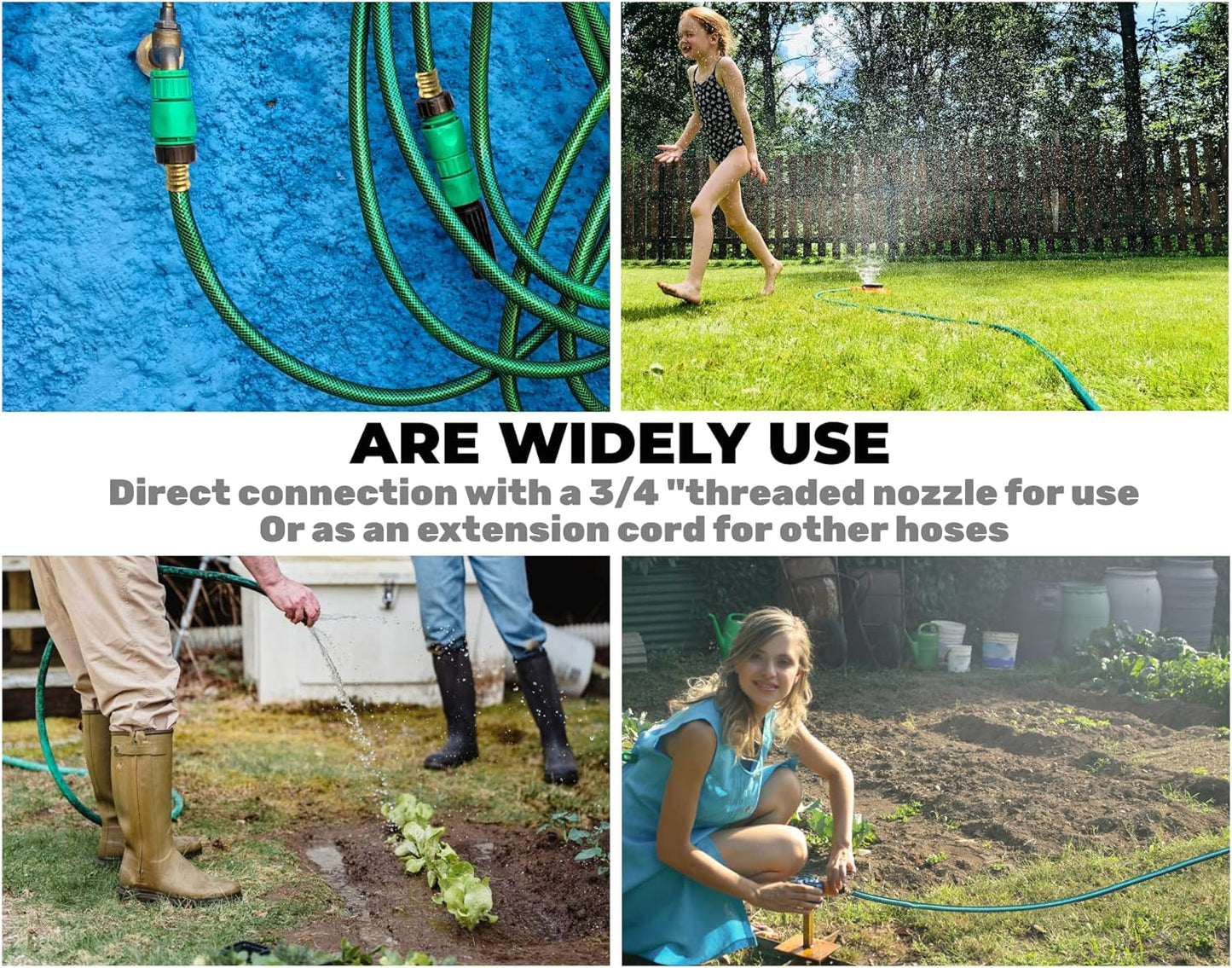 1/2 Inch Garden Hose 15FT, Boat Hose, Flexible Tubing with 3/4" Solid PVC Male to Female Fitting for Household, Outdoo