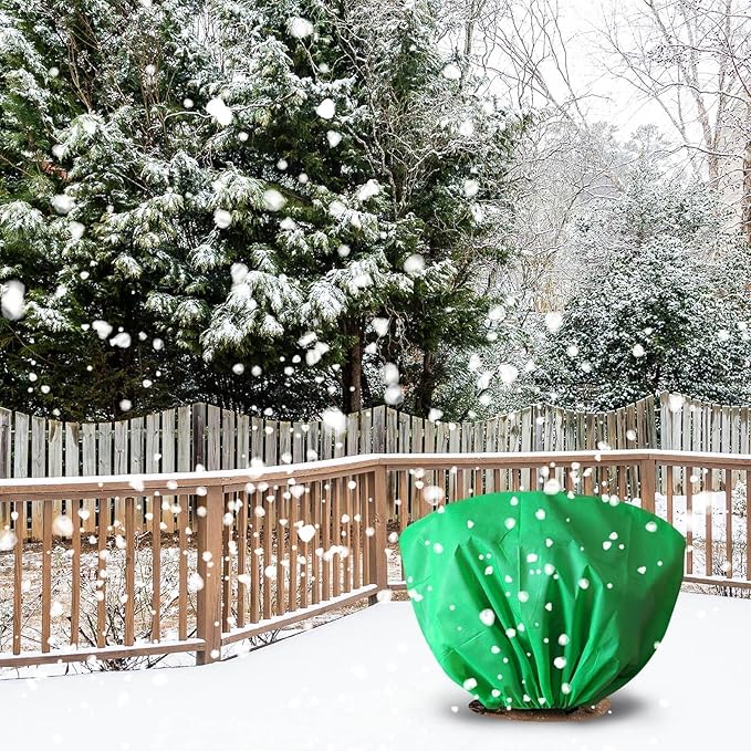 8 Pcs Plant Covers Frost Protection Bag 39.3" x 19.6" Winter Reusable Plants Jacket with Drawstring Shrub Protection Wraps Bags Frost Blanket for Winter Outdoor Garden Plants