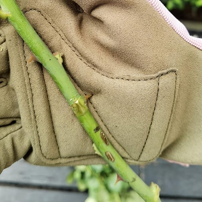 CYRUS Gardening Gloves for Women Ladies, Leather Garden Gloves Men with Grip, Work for Weeding, Digging, Pruning, Large Size, Pink