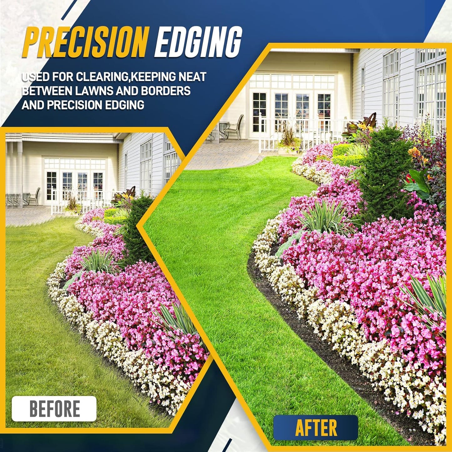 Hand Edger Lawn Tool, Sharp Half Moon Manual Grass Edger Tool with Soft T-Grip Handle for Garden, Yard, Sidewalk, Landscape, 38″