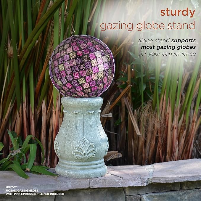 Alpine Corporation 12" Tall Indoor/Outdoor Roman Column Gazing Globe Display Stand