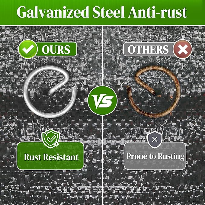 50 Pcs Landscape Fabric Pins,11 Gauge Circle Top Garden Staples, 6 inch Galvanized Landscape Fabric Stakes, Heavy Duty Yard Ground Pins for Outdoor Gardening Weed Barrier Sod