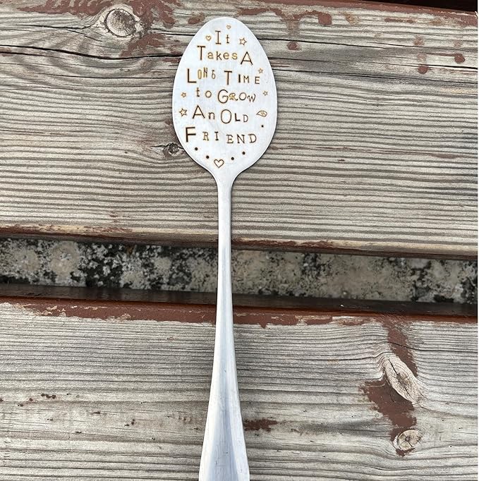 Garden Plant Marker Friendship Gift for Women Gardeners, Plant Stake Label Sign Tag Gardening Gifts for Woman Plant Lovers, Metal Garden Decoration (Grow an Old Friend)