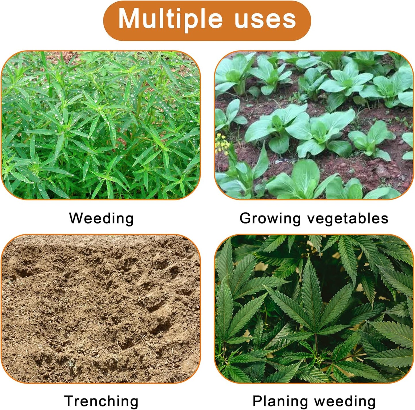 Pack of Gardening Tools Weeding Tool and Garden Hoe Weed Removal Tool with Blade Quick Weeder and Gardening Gloves (Hollow Hoe + Weeding Sickle)