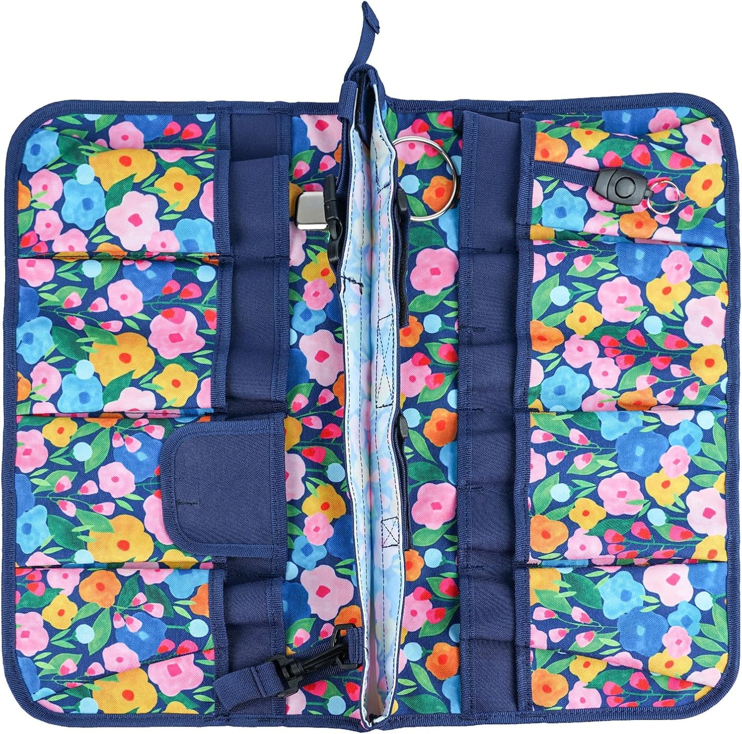 MELOTOUGH Bucket Caddy Organizer Bucket Tool Organizer for Garden Tools Fit 3.5 to 5 Gallon Bucket (Blue Flower)