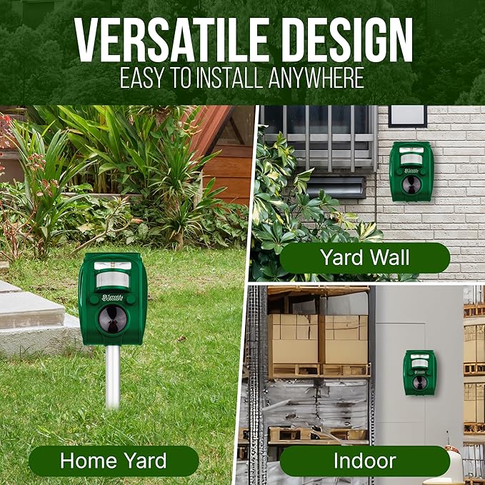 New 2025 Solar Deer Repellent Device Outdoor – Solar Animal Repeller for Outside – Rainproof Solar Rodent Repellent – Outdoor Animal Deterrent for Deers, Cats, Dogs, Mice, Birds