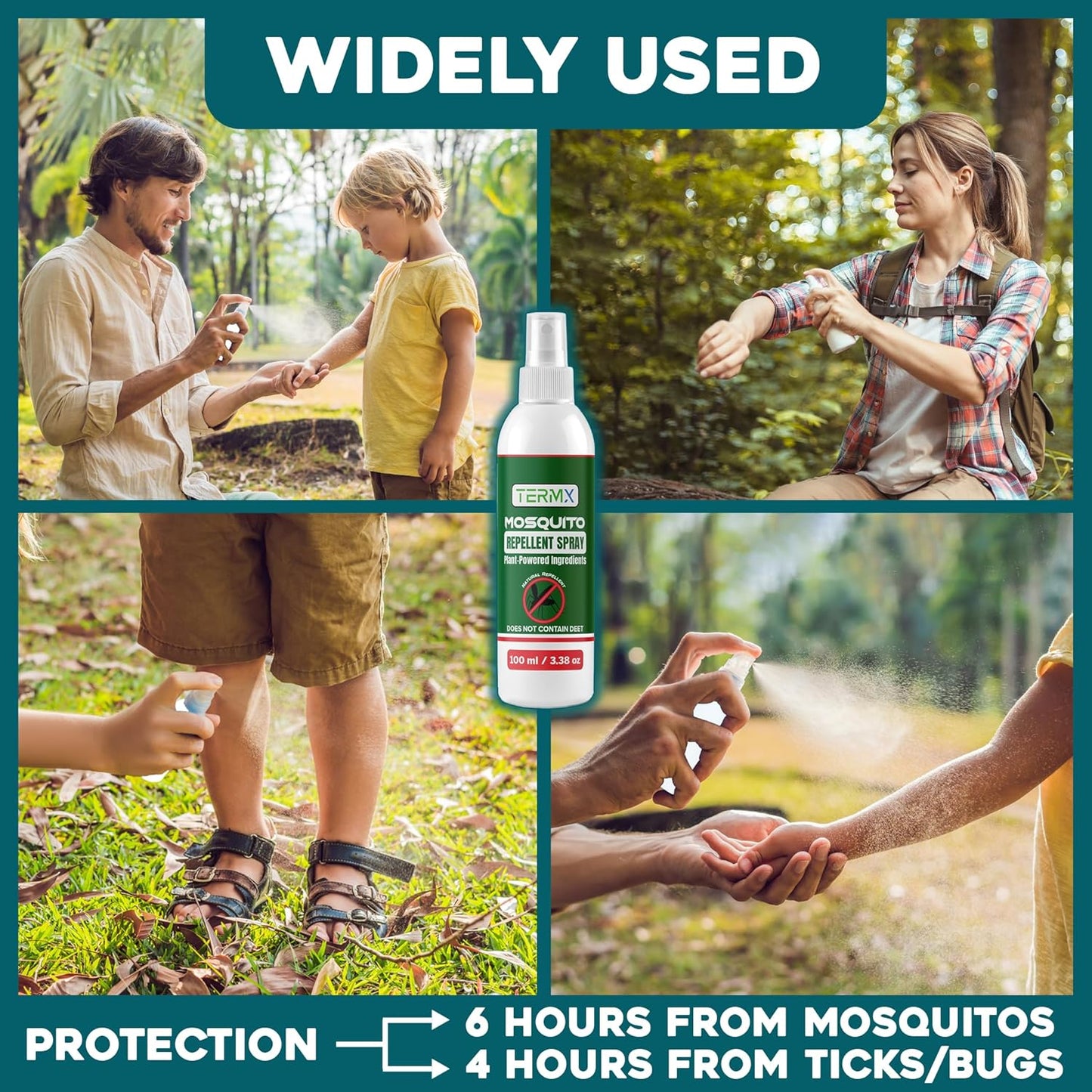 Natural Mosquito Repellent Spray TwinPack 6.75 oz DEET Free Insect Repellent Spray Lemon Eucalyptus Oil Scent for Mosquitoes Gnats Black Flies No-See-ums repelente de Mosquitos para ninos