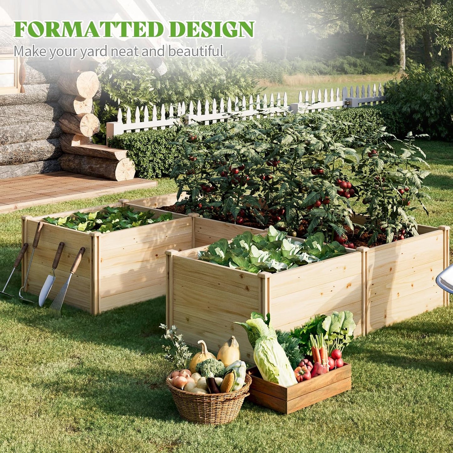 PaPaJet Wooden Raised Garden Bed, Large Deep Planter Box for Outdoor Gardening, Vegetables, Flowers, and Herbs, 7.5×6.0×1.6FT