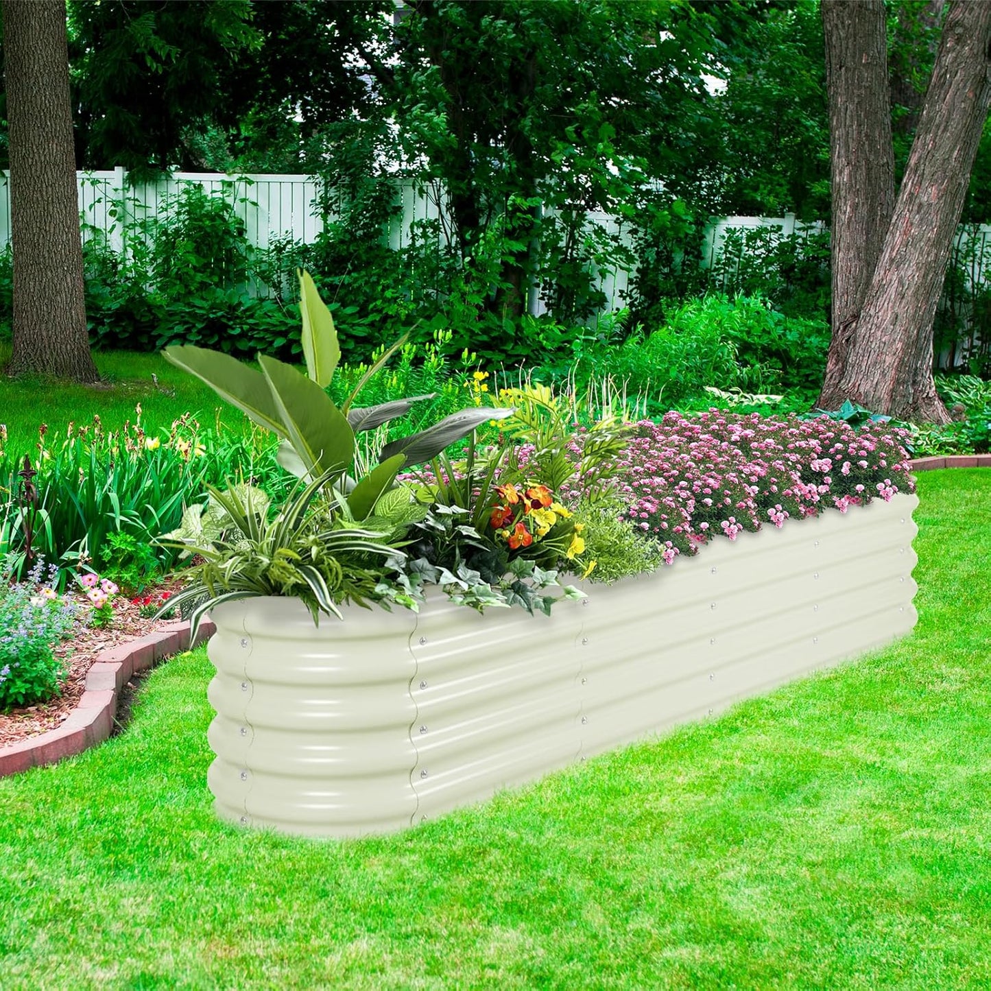 BPS 9-in-1 Metal Raised Garden Bed, 6x3 FT Galvanized Planter Raised Beds for Vegetables, Flowers 17'' Extra Tall