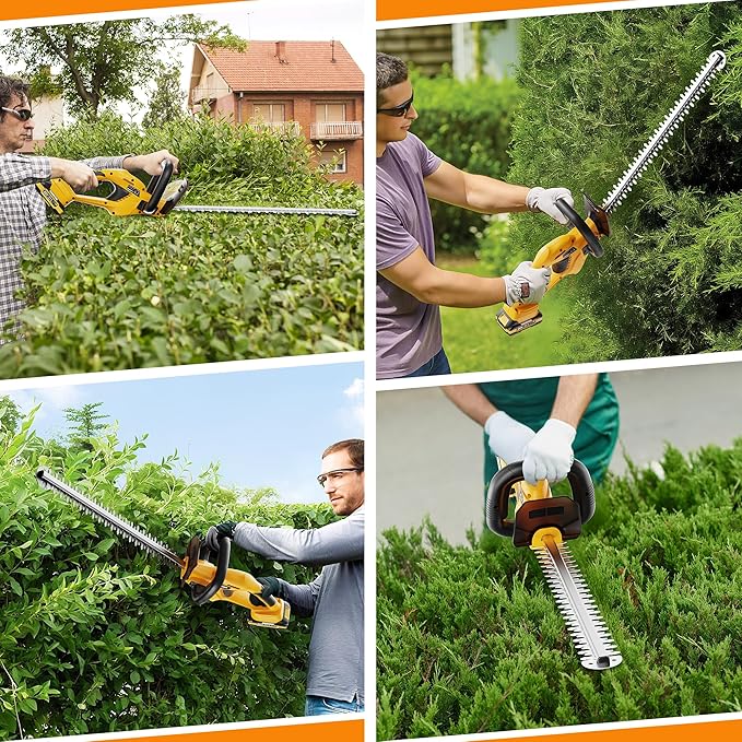EWORK 20V Cordless Hedge Trimmer 22-Inch Electric Bush Trimmer, 5/8" Cutting Capacity, Battery Powered Lightweight Handheld Shrub Trimmers with Battery and Charger for Garden, Yard