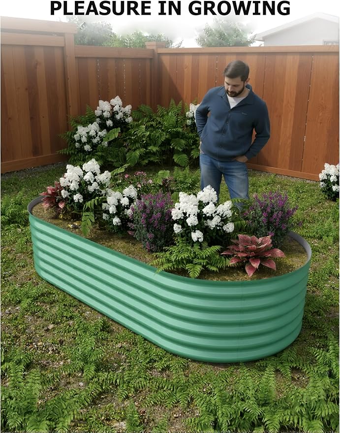 2 Pcs Raised Garden Beds Outdoor 8x4x1.5 ft - Galvanized Steel Planter Box for Vegetables, Flowers, Rust-Resistant Garden Box, Easy Assembly Raised Beds, Durable Planters for Outdoor Plants, Green