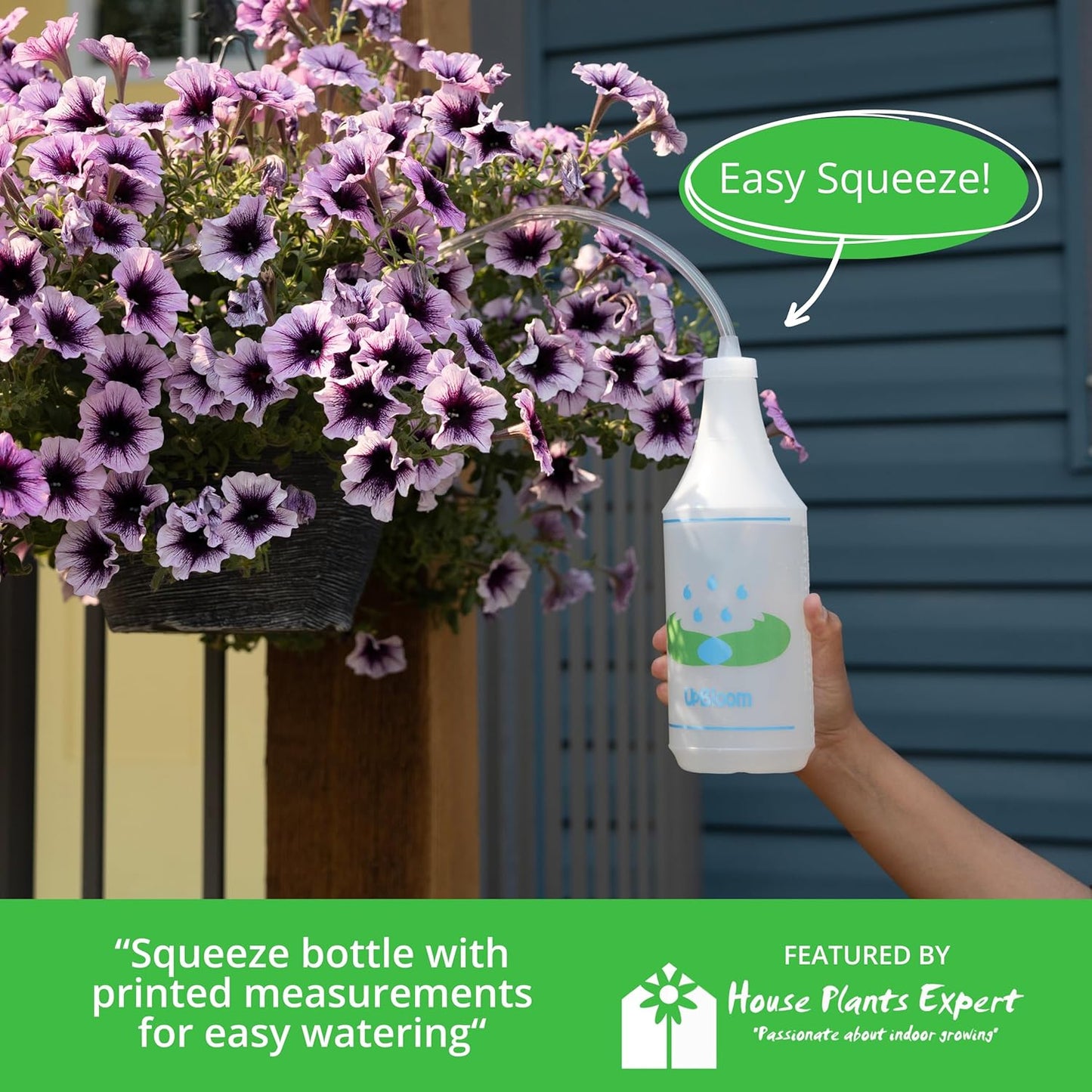 UpBloom - 32 Oz Squeeze Bottle for Hanging Plants, Squirt Bottle/Water Container for Outdoor/Indoor Hanging Plant Made in The USA (Great Alternative for Outdoor/Indoor Watering Can)