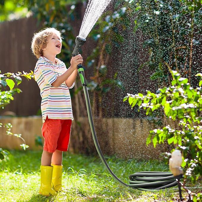 WORKPRO 5/8 IN x 50 FT Garden Hose, Heavy Duty, Flexible, Lightweight Water Hose with 360° Bi-Material Rotation Handle, 3/4" GHT Solid Brass Fittings, for Outdoor, Lawn, Garden & Yard, Car Wash