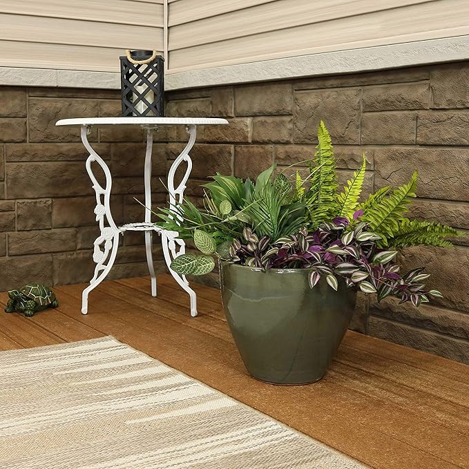 Sunnydaze Large Ceramic Plant Pot - Round Outdoor Glazed Ceramic Planter Pot with Drainage -Resort - Gray - 13.5"