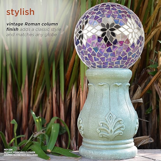 Alpine Corporation 12" Tall Indoor/Outdoor Roman Column Gazing Globe Display Stand