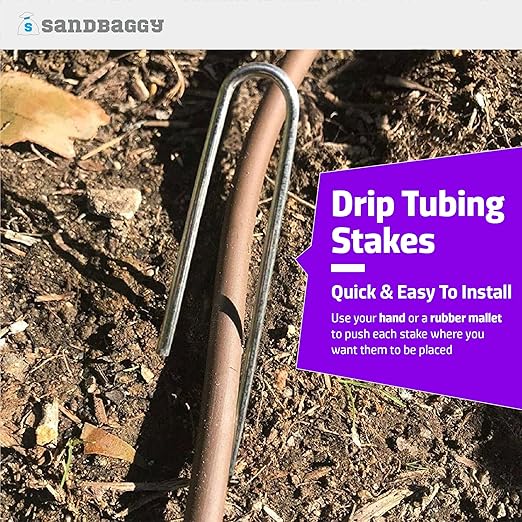 Sandbaggy 1500-Pack DRIP TUBING Stakes Landscape Staples | 5 inch Length - 11 Gauge Heavy Duty | Drip Anchors | Landscape Pins | Garden Lawn Nails | Designed to Hold Drip Tubing Up to 1/2" Diameter